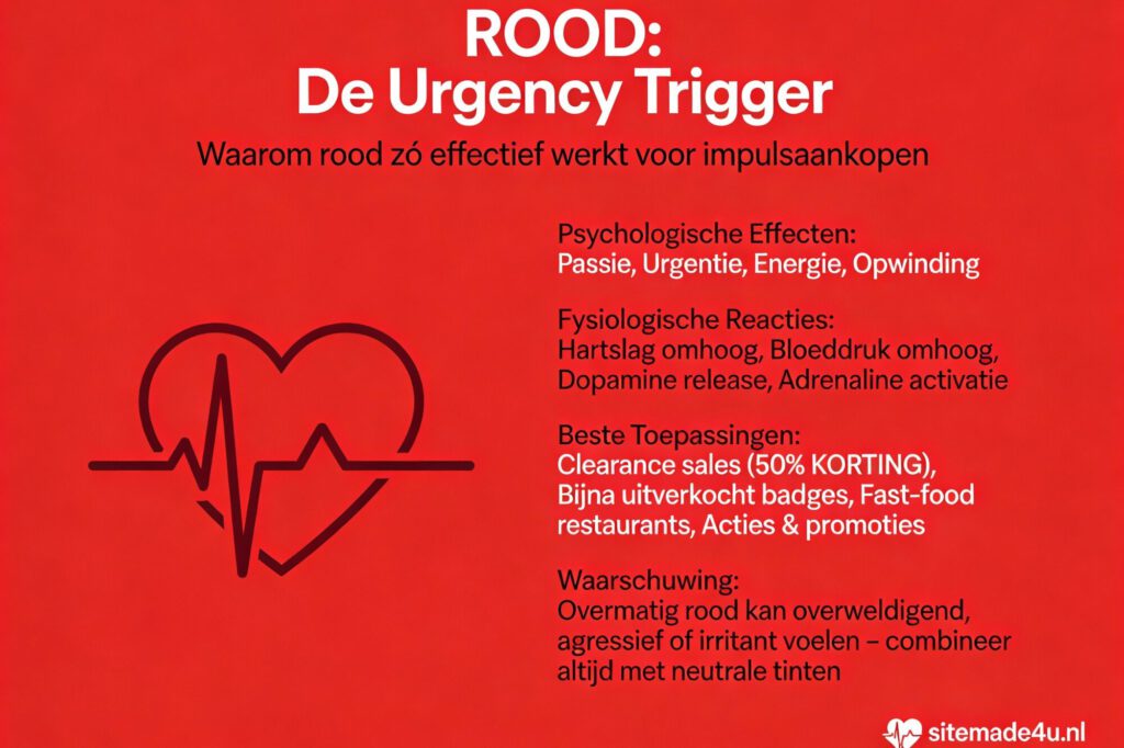 Kleurpsychologie en WCAG compliance met rood voor urgentie en actie in jouw omgeving
