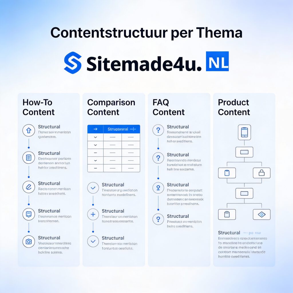 AI-vriendelijke contentstructuur per thema ontwikkeld door Sitemade4u.nl Nederland