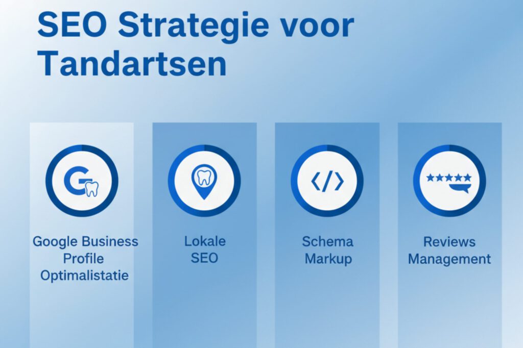 Website laten maken voor tandarts met SEO strategie, schema markup en reviews voor lokale zichtbaarheid in jouw regio
