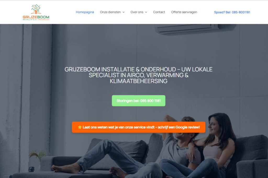 website-correctie en structured data voorbeeld grijzeboom installatie onderhoud met verbeterde dienstverlening pagina